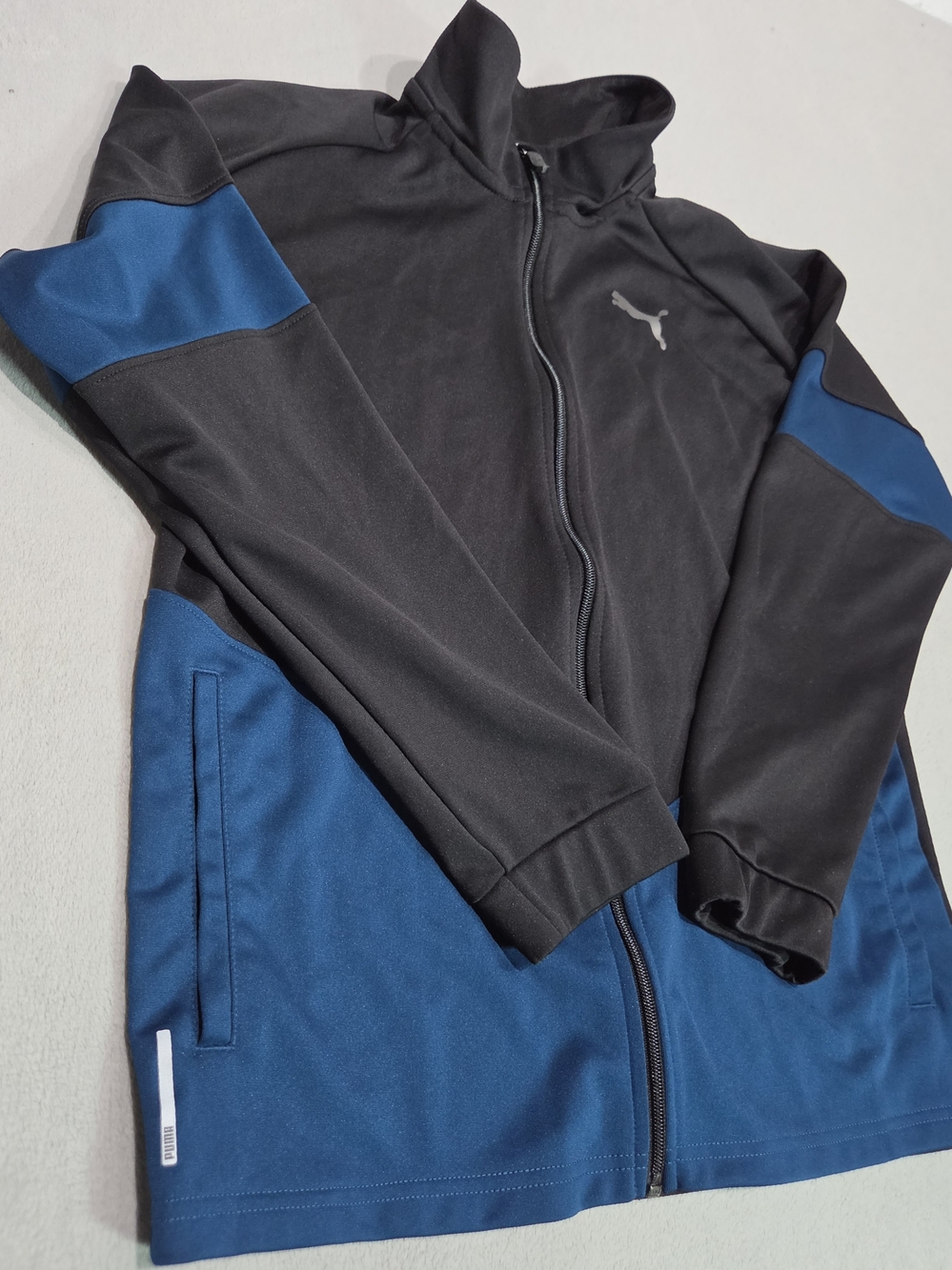 Puma Black and Blue Lightweight Zip-Front Sport Jacket